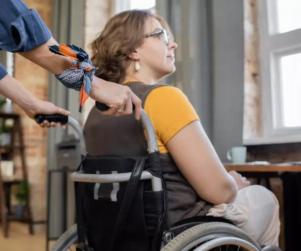 Woman in wheelchair