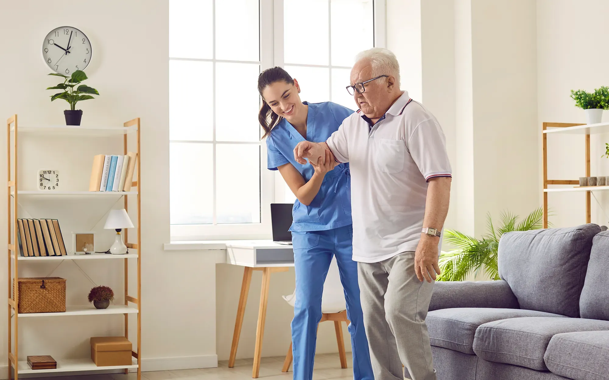 Nurse helping older man